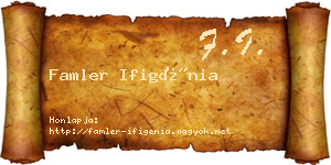 Famler Ifigénia névjegykártya